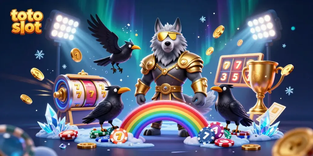 Spin the toto slot reels with the Norse-inspired characters amidst dynamic casino elements.