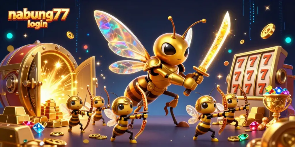 Engage with nabung77 login through an immersive casino adventure featuring vibrant gaming elements.