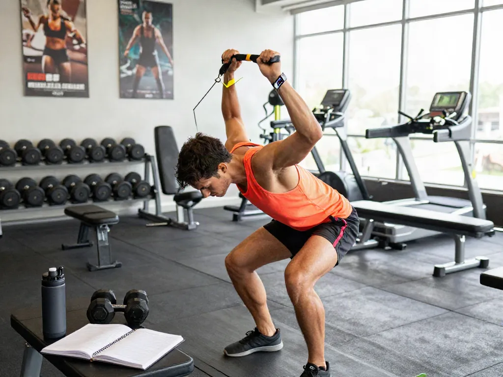 Engaged athlete performing resistance band exercises in a bright gym, highlighting ways to Buy tb-500 Canada.
