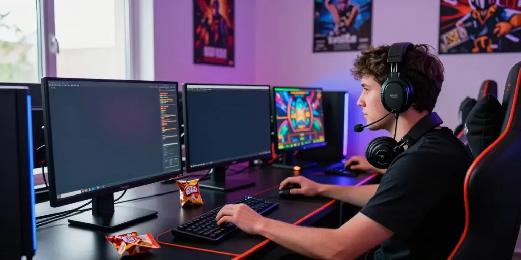 Player engaged in an exciting online slot game, highlighting สล็อตเว็บตรง in a vibrant, immersive gaming environment.